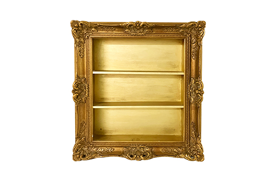 1 CORNICE IN LEGNO DORATO PER QUADRI TRASFORMATA IN MENSOLA DA PARETE DIM. 55x65x15 CM