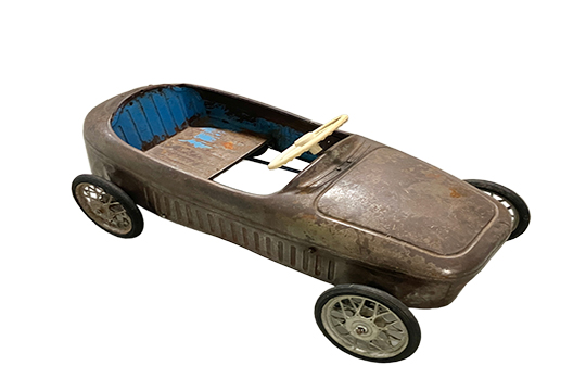 1 AUTOMOBILE VINTAGE, PER BAMBINI, REALIZZATA IN METALLO, MOVIMENTO A PEDALI DIM. 46x90x44 CM
