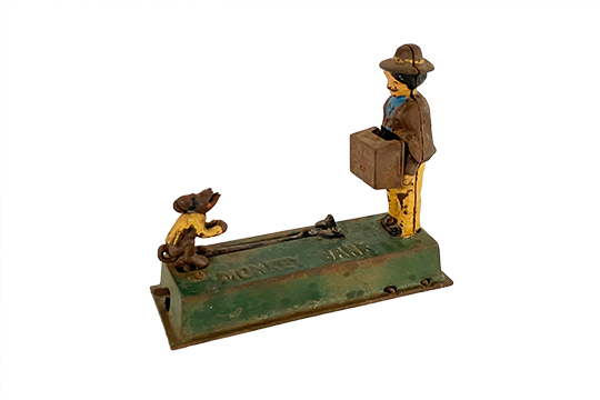 1 SALVADANAIO IN METALLO “MONEY BANK” DIM. 21x20x8 CM