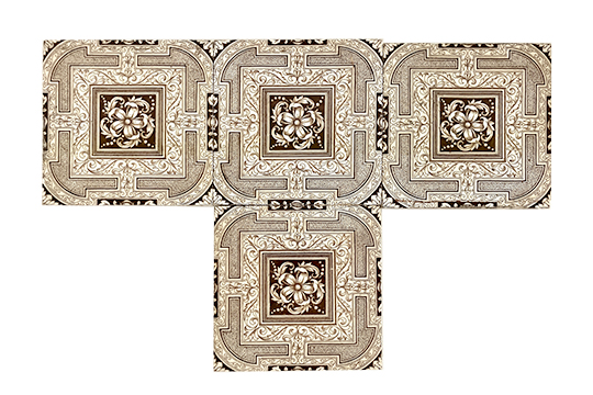 4 PIASTRELLE VINTAGE IN CERAMICA INGLESE, DECORO FLOREALE DIM. 15x15x1,50 CM