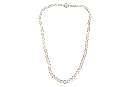 1 COLLANA DI PERLE A SCALARE 6,00>10,00 MM CON CHIUSURA IN METALLO N.P.