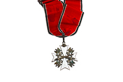 1 ANTICA MEDAGLIA IN ARGENTO 800‰ “CROCE DELL\'ORDINE DELL\'AQUILA TEDESCA CON SPADE” CORREDATA DA LETTERA DI ACCOMPAGNAMENTO (DATATA ROMA 22 LUGLIO 1942)