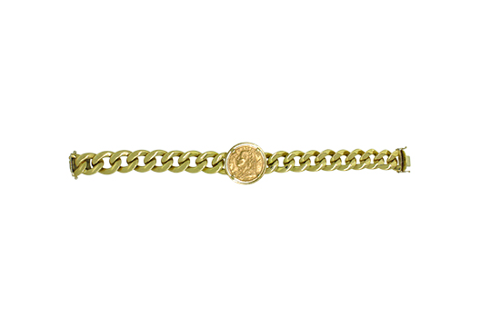 1 BRACCIALE IN O.G. 18 KR. CHE INCASTONA MARENGO SVIZZERO IN ORO 900‰ GR. TOT. 67,80
