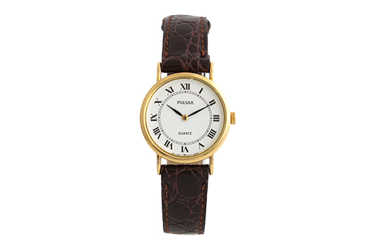 1 OROLOGIO PULSAR LADY QUARZO CON CASSA IN METALLO DORATO E CINTURINO IN PELLE (FUNZIONANTE)