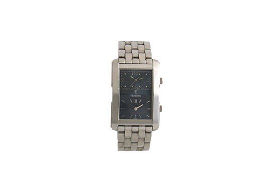 1 OROLOGIO FESTINA MEN DUAL TIME QUARZO CON CASSA E BRACCIALE IN ACCIAIO (FUNZIONANTE)