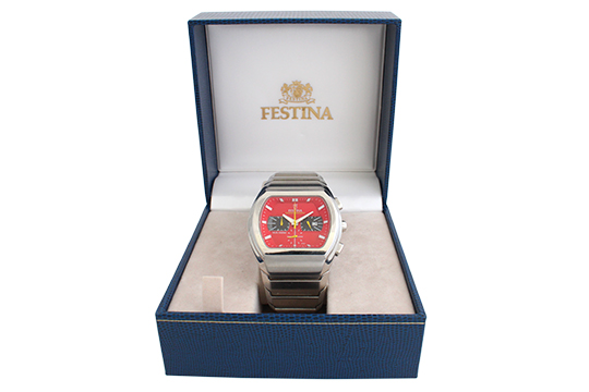 1 OROLOGIO FESTINA CHRONO MEN QUARZO CON CASSA E BRACCIALE IN ACCIAIO, FORNITO DI SCATOLA ORIGINALE (FUNZIONANTE)