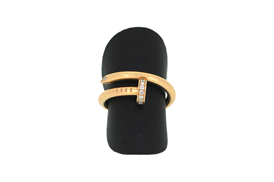 1 ANELLO IN O.R. 18 KR. FIRMATO CARTIER “JUSTE UN CLOU” CON BRILLANTI PER COMPL. KT. 0,13 C.a (MISURA 55) GR. TOT. 7,35