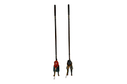 2 MAZZE DA GOLF VINTAGE DA SALOTTO CON FIGURE IN LEGNO NOTE COME “TOMMY GREEN” E “SISSEY LOFTER” DIM. 92 CM (PICCOLI DIFETTI)