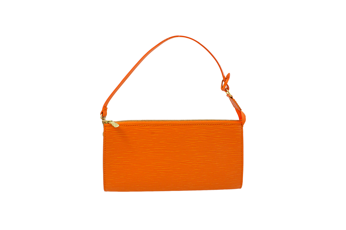 1 POCHETTE LOUIS VUITTON IN PELLE EPI, COLORE ARANCIONE, FORNITA DI CUSTODIA ANTIPOLVERE, FORNITA DI CERTIFICATO DI AUTENTICITÀ ENTRUPY DIM. 24x13x3 CM