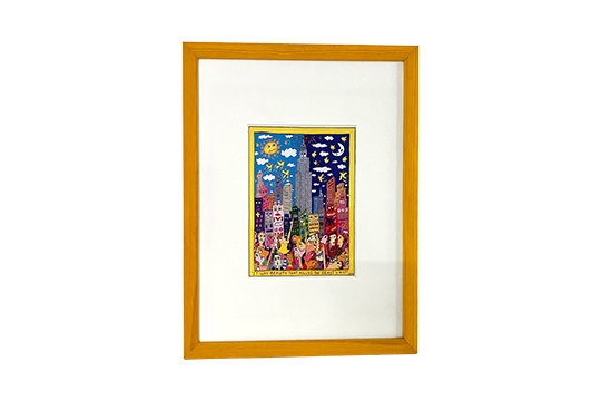 1 STAMPA FIRMATA J. RIZZI “IT WAS BEAUTY THAT KILLED THE BEAST” CON CORNICE IN LEGNO E VETRO DI PROTEZIONE DIM. 21x26 CM