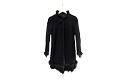 1 CAPPOTTO “ERMANNO SCERVINO” IN LANA COLORE NERO, CON COLLO E DETTAGLI IN PELLICCIA, CHIUSURA A BOTTONI, LUNGHEZZA 90 CM