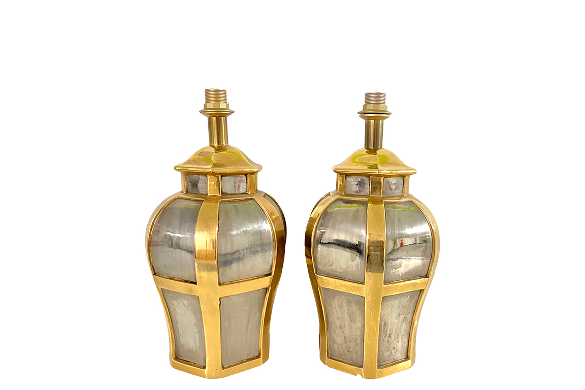 1 COPPIA DI LAMPADE DA TAVOLO (SENZA PARALUME), PICCOLI DIFETTI DIM. 27x53 CM